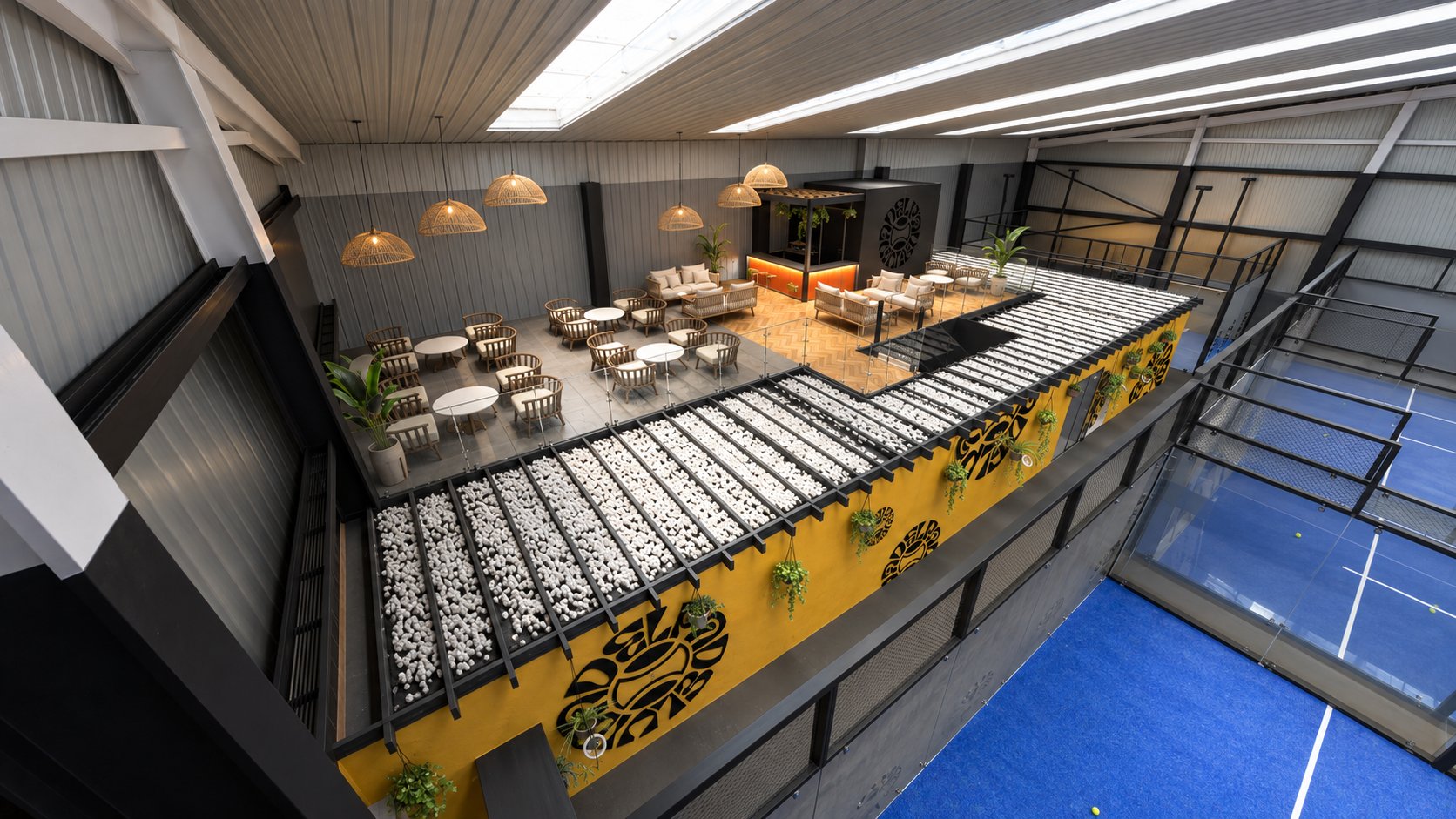 VDP Hull lounge and bar overlooking the padel courts